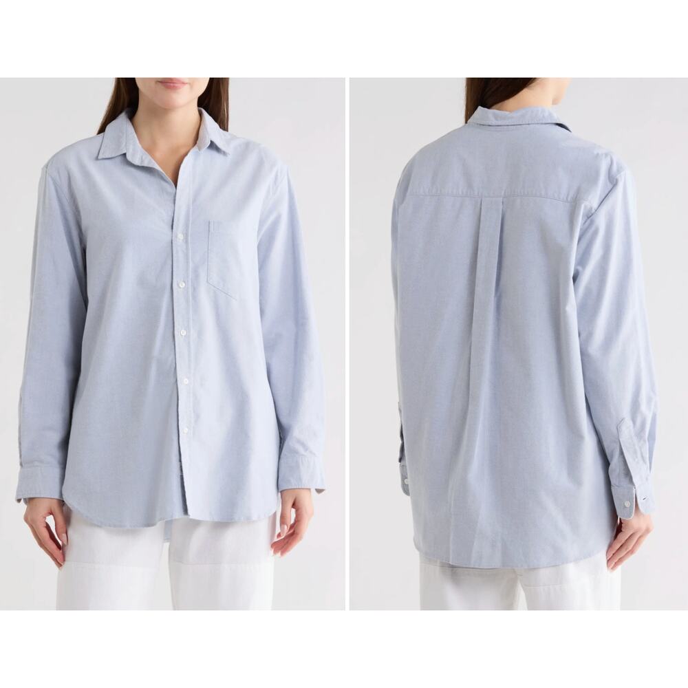 New with Tags Frank & Eileen Joedy Shirt Small Blue Cotton Oversized Button Up - Picture 2 of 15
